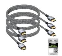 URELEGAN Lot de 3 câbles HDMI certifiés 8K de 0,9 m, lot de 3 cordons HDMI 2.1, 48 Gbit/s 8K @ 60 Hz 4K @ 144 Hz, eARC HDCP 2.3, PS5 câble HDMI pour PS5/PS4, Xbox, Switch, PC, moniteur, Roku TV