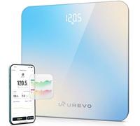UREVO Balance Pese Personne Intelligent Bluetooth, Balance Connectée avec Surveillance du BMI Connectée, Pèse Personne Fiable et Précis, Plateforme en Verre Trempé, Capacité Maximale de 180 kg, Coloré