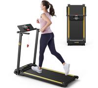 UREVO Tapis de Course Pliable électrique, Tapis de Marche 1-10km/h Écran LCD avec Support 16 Pouces, 12 programmes HIIT,Silencieux & Gain de Place, Walking Pad Pliable Portable.