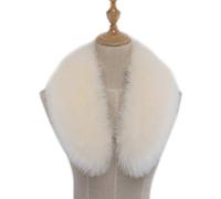 URFDCAD Écharpe en fausse fourrure pour femme - Écharpe d'hiver chaude - Écharpe tube - Col en fourrure amovible - Col en fourrure chaude - Écharpe en fausse fourrure avec boutons, ecru, 6.75