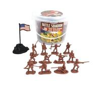 URFEDA 100 Pièces Mini Soldat Figurine Armée, 12 Poses Soldats en Plastique Rouge avec Drapeau, Jouets de Simulation de Soldat, Ensemble de Jeu Militaire Soldats pour Enfants Garçons et Filles