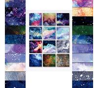 URFEDA 24PCS Papier Scrapbooking Texture Marbrée Et Motif Étoilé Scrapbooking Papier Décoratif Fantaisie Colorée Double Face Scrapbooking Papier DIY Album Photo Décoration pour Artisanat Scrapbooking