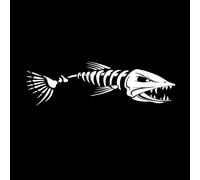 URFEDA 2pcs Poisson Squelette Autocollant De Voiture Horreur TêTe De Mort Stickers DéCor Vinyle Automobile DéCoration ExtéRieure pour Voiture Bateau SUV Camion Moto Portes Murs, 21 * 71cm Blanc