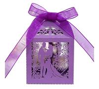 URFEDA 50pcs Boîtes de Faveur de Mariag Boîtes Cadeau,Boîte Baptême Dragée, Boîtes Cadeau Vide avec Rubans, Fleur Amour Boîtes Cadeaux en Papier, Coffret Cadeau pour Anniversaire, Mariage, Fête