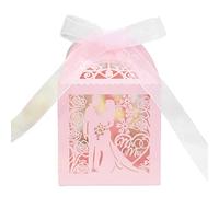 URFEDA 50pcs Boîtes de Faveur de Mariag Boîtes Cadeau,Boîte Baptême Dragée, Boîtes Cadeau Vide avec Rubans, Fleur Amour Boîtes Cadeaux en Papier, Coffret Cadeau pour Anniversaire, Mariage, Fête