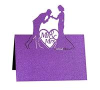 URFEDA 50PCS Marque-Places Coeur Creux Table Nom Carte Placecard Cartes Porte-Nom Nom D'Invité Porte Nom Table Baptême Cartons Placement Carte pour Mariage Banquets Dîners 12x9cm Violet