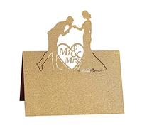 URFEDA 50PCS Marque-Places Coeur Creux Table Nom Carte Placecard Cartes Porte-Nom Nom D'Invité Porte Nom Table Baptême Cartons Placement Carte pour Mariage Banquets Dîners 12x9cm Beige Doré