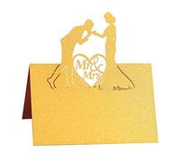 URFEDA 50PCS Marque-Places Coeur Creux Table Nom Carte Placecard Cartes Porte-Nom Nom D'Invité Porte Nom Table Baptême Cartons Placement Carte pour Mariage Banquets Dîners 12x9cm Doré