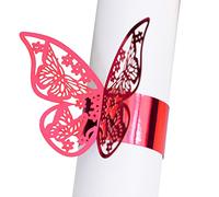 URFEDA 50pcs Rond de Serviette de Table 3D Papillon Découpe Laser Ronds de Serviette en Papier Porte-Serviettes Mariage pour Tables, Décorations, Mariage, Dîners, Décoration de Fête (Rouge 1)