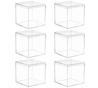 URFEDA 6pcs Boite Transparente Acrylique avec Couvercle Cube 5cm Boite de Rangement en Plastique Anti Poussière Mini Boîte Carrée Transparente Boite pour Collections, Maquillage, Biscuits, Bonbons