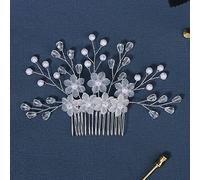 URFEDA Accessoires de cheveux de mariée avec perles et strass - Épingles à cheveux de mariée - Bandeau floral - Pinces à cheveux pour demoiselle d'honneur et femmes (argenté) - Type 2