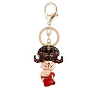 URFEDA Bling Porte-clés de style chinois Porte-clés Poupée d'Opéra de Pékin Porte-clés de voiture Porte-clés en métal pour clés, portefeuille, sac à dos, sac à main pendentif, Rouge (2), 4.5cmx13cm