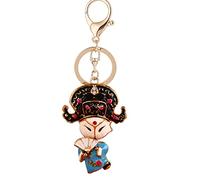 URFEDA Bling Porte-clés de style chinois Porte-clés Poupée d'Opéra de Pékin Porte-clés de voiture Porte-clés en métal pour clés, portefeuille, sac à dos, sac à main pendentif, Bleu 2, 4.5cmx13cm
