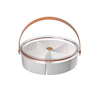 URFEDA Boîte Alimentaire en Plastique avec Couvercle - Plateau de Distribution de Snacks à 5 Cellules Amovibles - Plateau de Fruits Secs et Service Rond