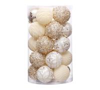 URFEDA Boules de Noël Champagne et Doré, 25pcs Boules de Noël Ornements en Plastique, Boules de Noël Couleur et étincelants, Decoration Noël à Suspendre, pour Noël Mariage Maison Fête Décoration