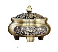 URFEDA Brûleur d'encens Style Chinois Creux Encensoir Traditionnel Brûleur d'Encens en Alliage Bronze Porte-encens Ronde Support Encens Charbon Décoration Bureau Maison Brûle Parfum Méditation Yoga