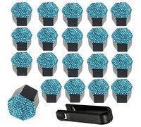 URFEDA Cache Ecrou 19mm, Anti-poussière Cache Boulon Jante Diamant, Hexagonal Chrome Boulon Couvre Roue, Capuchons de Boulon Moyeu Couvre Diamant avec Outil de Retrait, Universel, Bleu