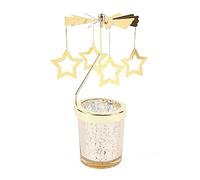 URFEDA Chandelier Bougeoir Carrousel Or Bougeoirs Rotatifs en Métal Verre Transparent Porte-Bougies à Réchaud pour Noël Mariage Saint-Valentin Festivals Dîner de Gala Décoration de Centres de Table