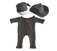 URFEDA Costume photo pour bébé garçon - Tenue de séance photo en tricot - Grenouillère + chapeau de cowboy - Accessoires photographiques - Costume pour bébé garçon - Maillot de photographie
