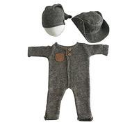 URFEDA Costume photo pour bébé garçon - Tenue de séance photo en tricot - Grenouillère + chapeau de cowboy - Accessoires photographiques - Costume pour bébé garçon - Maillot de photographie