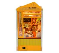 URFEDA DIY Boulangerie Book Nook Kit Miniature Maison de poupée Miniature en Bois avec Lumière LED Mini Maison Puzzle 3D en Bois Bakery Booknook Puzzle 3D Cadeau d'anniversaire Femme 14x9x17.5cm