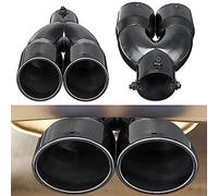 URFEDA Embout d'échappement double 63 mm pour voiture - Universel - En acier inoxydable - Double sortie ronde