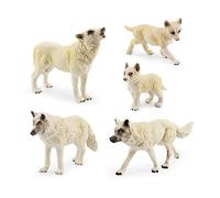 URFEDA Figurine Ours Polaire, 5PCS Jouets de Figurines Animaux Marins, Miniatures Figurines d'animaux Polaires Réalistes, Décoration de Cupcake d'anniversaire pour Enfants et Adultes, Loup