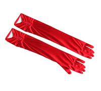 URFEDA Gants longs style années 1920 pour femme - En satin - Pour l'opéra et la danse - Pour fête - Pour Halloween, rouge, taille unique