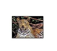 URFEDA Guépard Papier à Gratter Coloré Animaux Rainbow Feuilles de Peinture à Gratter avec Stylo à Gratter Scratch Art Animaux pour Enfants et Adultes DIY Art Artisanat Cadeau d'anniversaire