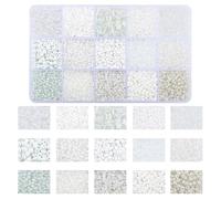 URFEDA Kit de Perles de Verre pour la Fabrication de Bijoux, Perles Perle de Rocaille, Perles de cristal tubulaires, pour Bijoux DIY Collier Bracelet Boucle D'oreille Art Artisanat (Blanc)