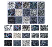 URFEDA Kit de Perles de Verre pour la Fabrication de Bijoux, Perles Perle de Rocaille, Perles de cristal tubulaires, pour Bijoux DIY Collier Bracelet Boucle D'oreille Art Artisanat (Noir)