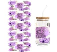 URFEDA Lot de 5 feuilles d'autocollants de transfert DTF - Motif papillon et fleurs - Bricolage - Pour gobelets en verre de 400 ml - Imperméables - Autocollants esthétiques pour tasses en verre, vase