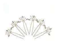 URFEDA Lot de 6 peignes à cheveux de mariée en cristal avec perles et fleurs en forme de U - Accessoire de coiffure fait main - Pour mariage, demoiselle d'honneur - Doré