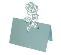 URFEDA Marque Place 50 Pièces Porte Nom Table 12 * 9cm Creux Rose Fleur Carte Nom Table Nom D'Invité Porte Nom Table Baptême Cartons Placement Carte pour Mariage Fête Anniversaire Noel Bleu
