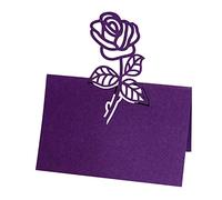 URFEDA Marque Place 50 Pièces Porte Nom Table 12 * 9cm Creux Rose Fleur Carte Nom Table Nom D'Invité Porte Nom Table Baptême Cartons Placement Carte pour Mariage Fête Anniversaire Noel Violet