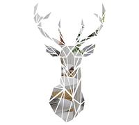 URFEDA Miroir Autocollants Muraux, 3D Tête de Cerf Acrylique Miroir Stickers Muraux, Bricolage Art Decor Sticker Mural pour Murale Salon Moderne Decoration Maison 95x57cm (Argent)