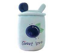URFEDA Oreiller Peluche Bubble Tea, Fruits Bubble Thé Lait Tasse Oreiller en Peluche Boba Thé Tasse Poupées en Peluche Jouet en Peluche Cadeau pour Enfants Filles Garçons, Bleu Myrtille 50cm
