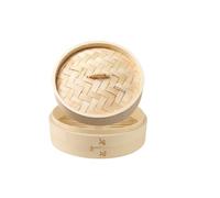 URFEDA Panier Vapeur en Bois Naturel 13cm, Panier Vapeur Asiatique 1 Étages avec Couvercle en Bambou, Panier de Cuisson Vapeur pour Dim Sum Poulet Poisson Légumes Cuisson