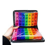 URFEDA Pilulier de Poche Semaine Matin Midi Soir Nuit 28 Compartments Pilulier Portefeuille PU 14 Jours Pilulier Hebdomadaire Multicolores pour Les Vitamines, Huiles de Poisson, Médicament