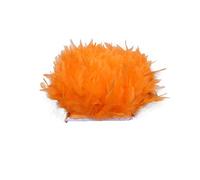 URFEDA Ruban Plume 2m 13-18 Cm Frange en Plumes de Coq Ruban en Satin Dentelle de Plumes Multicolores DIY Jupe Vêtements Costume Décoration, Artisanat Accessoires de Couture Orange