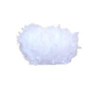 URFEDA Ruban Plume 2m 13-18 Cm Frange en Plumes de Coq Ruban en Satin Dentelle de Plumes Multicolores DIY Jupe Vêtements Costume Décoration, Artisanat Accessoires de Couture Blanc