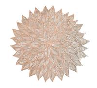 URFEDA Sets de Table en PVC Lavable Antidérapant Résistant à La Chaleur Ronds Motif Feuilles Napperon de Table Or Rose 38CM Sets de Table en Dentelle Luxe pour Cuisine Maison Restaurant Et Hôtel