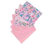 URFEDA Tissu Patchwork 7pcs Coupon Tissu Mixtes Imprimé Floral Tissu de Coton Bundle Carrés Quilting Couture Patchwork Chiffons DIY Scrapbooking Artisanat à La Main, 50x50cm, Pas de Répétition, Lapin