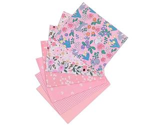 URFEDA Tissu Patchwork 7pcs Coupon Tissu Mixtes Imprimé Floral Tissu de Coton Bundle Carrés Quilting Couture Patchwork Chiffons DIY Scrapbooking Artisanat à La Main, 50x50cm, Pas de Répétition, Lapin