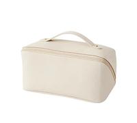 URFEDA Trousse de toilette portable en cuir synthétique - Avec fermeture éclair - Étanche - Grande capacité - Organiseur de maquillage, Blanc., 25cm x 12.5cm x 12.5cm, Fashion