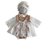 URFEDA Tutu pour nouveau-né fille - Accessoires de photographie - Dentelle - Broderie en tulle - Grenouillère pour bébé - Tenue de séance photo - Tenue de photographie - Ensemble de vêtements avec