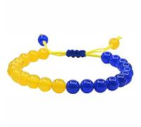 URFEDA Ukraine Drapeau Bracelet Bleu Jaune Agate Ukraine Bracelets Bijoux Réglable Charm Bracelet Cristal Romain Bracelets pour Femmes Hommes Enfants Saint-Valentin Anniversaire Noël Cadeau, Verre