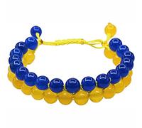 URFEDA Ukraine Drapeau Bracelet Bleu Jaune Agate Ukraine Bracelets Bijoux Réglable Charm Bracelet Cristal Romain Bracelets pour Femmes Hommes Enfants Saint-Valentin Anniversaire Noël Cadeau, Verre