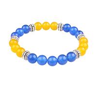 URFEDA Ukraine Drapeau Bracelet Bleu Jaune Agate Ukraine Bracelets Bijoux Réglable Charm Bracelet Cristal Romain Bracelets pour Femmes Hommes Enfants Saint-Valentin Anniversaire Noël Cadeau, Verre