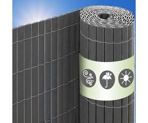 UrFence 100x500 Brise Vue Balcon Exterieur - Canisse PVC Gris - Cloture de Jardin Cache Vis-à-Vis - Brise Vent Terrasse Exterieur Pare Soleil Balcon Cache Vue Jardin Lamelle Occultante Grillage Rigide
